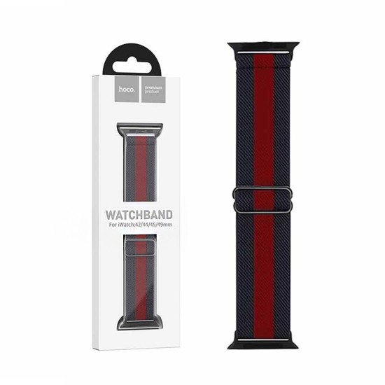 Hoco Elastic Nylon Bracelet WA04 Fashion Series (42/44/45/49mm) for iWatch Black and Red